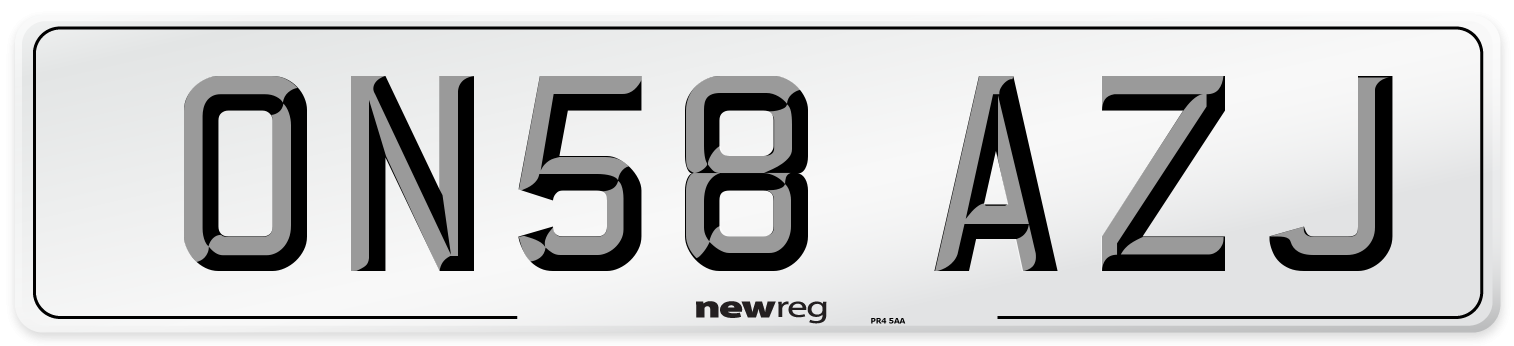 ON58 AZJ Number Plate from New Reg